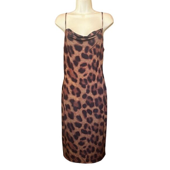 l'agence TAMI COWL NECK SLIP DRESS in Brown & Black NWT Size 4 - Picture 3 of 7